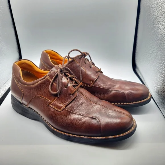 10.5 M JOHNSTON & MURPHY SHULER BICYCLE 20-7223 DRESS SHEEPSKIN SHOE BROWN - Picture 2 of 13